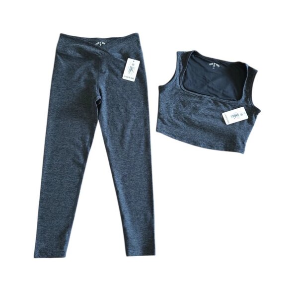 Year of Ours Women's Stretch Veronica Leggings Diana Bra Set Charcoal Size Large - Picture 1 of 7